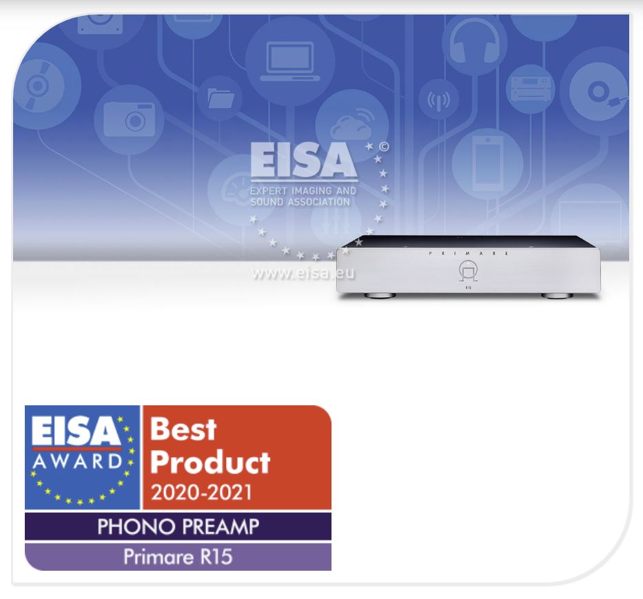 Фонокорректор PRIMARE R15 победитель EISA 2020, престижного европейского конкурса, определяющего лучшие аудио-видео компоненты года.